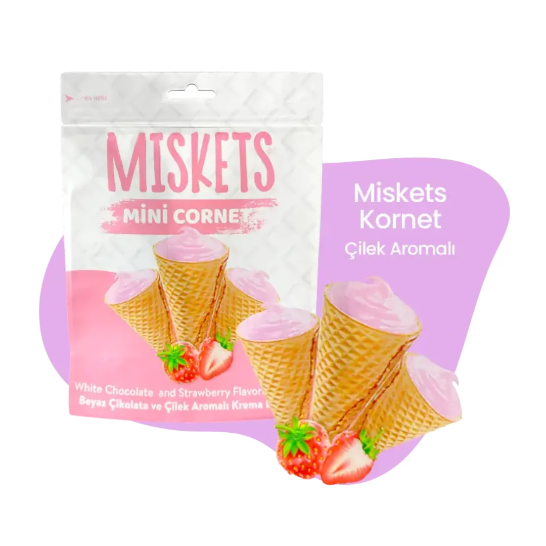 MISKETS WHITE CHOCOLATE STRAWBERRY FLAVORED MINI CONES 50g - Image 2