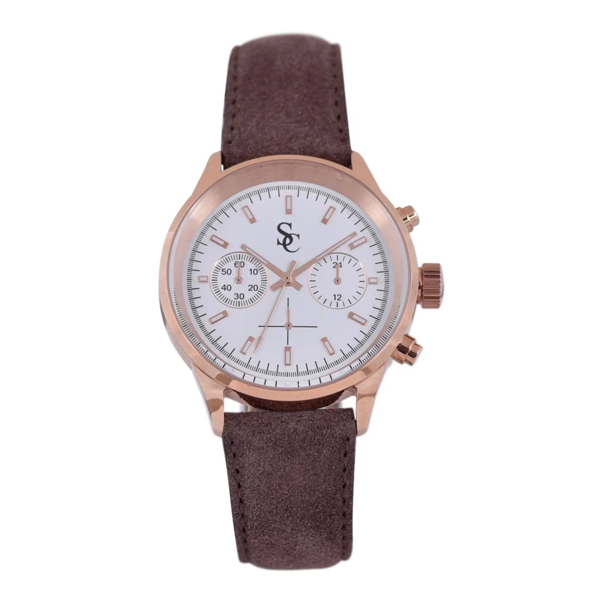 SC klokke i semsket skinn - Dark Brown/Gold - Image 2