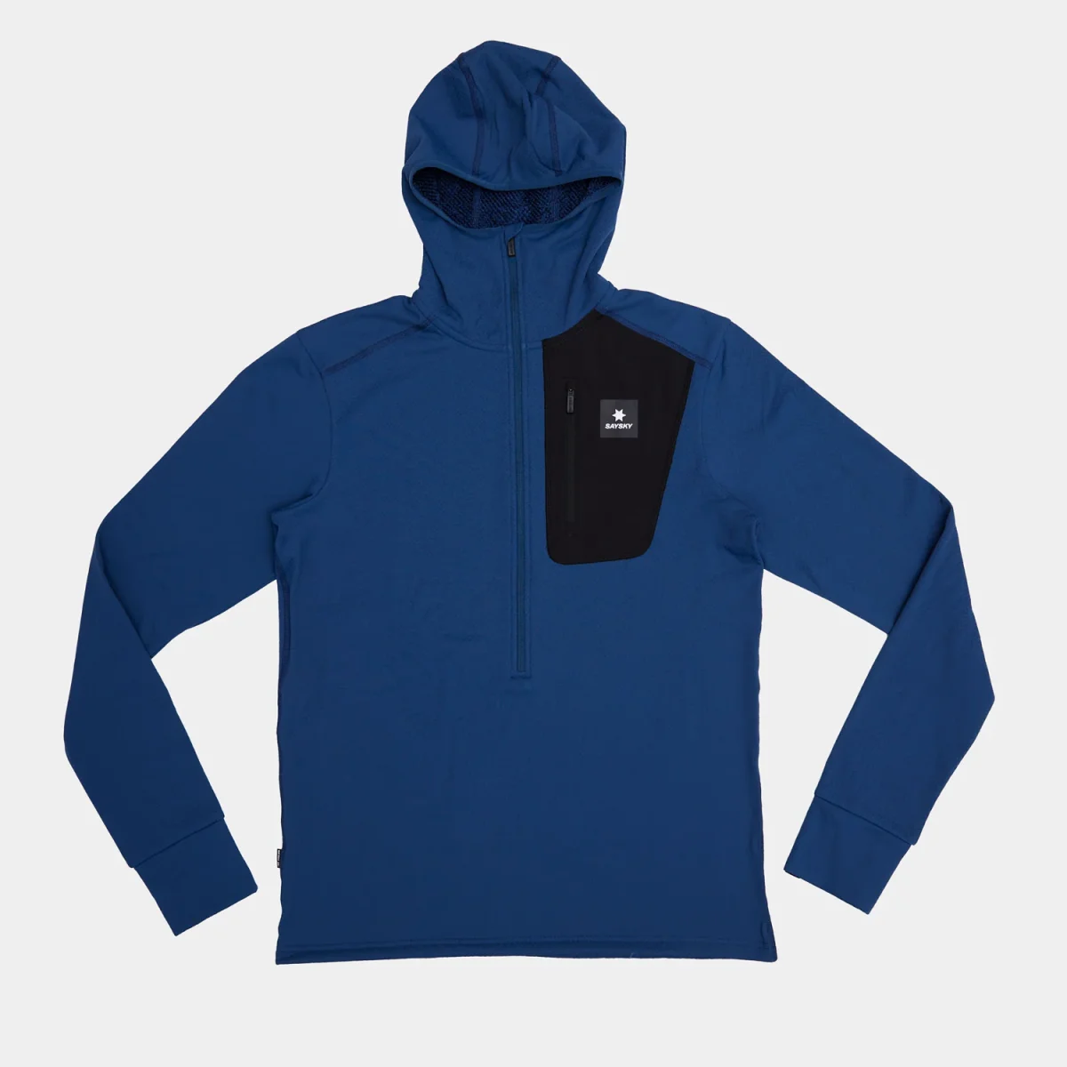 COMBAT HALF ZIP FLEECE HOODIE | BLUE - Image 9