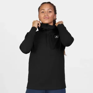 W COMBAT HALF ZIP FLEECE HOODIE | BLACK