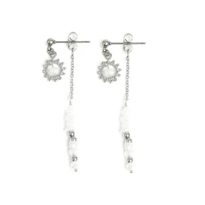 Earr. Stud w/FW beads steel